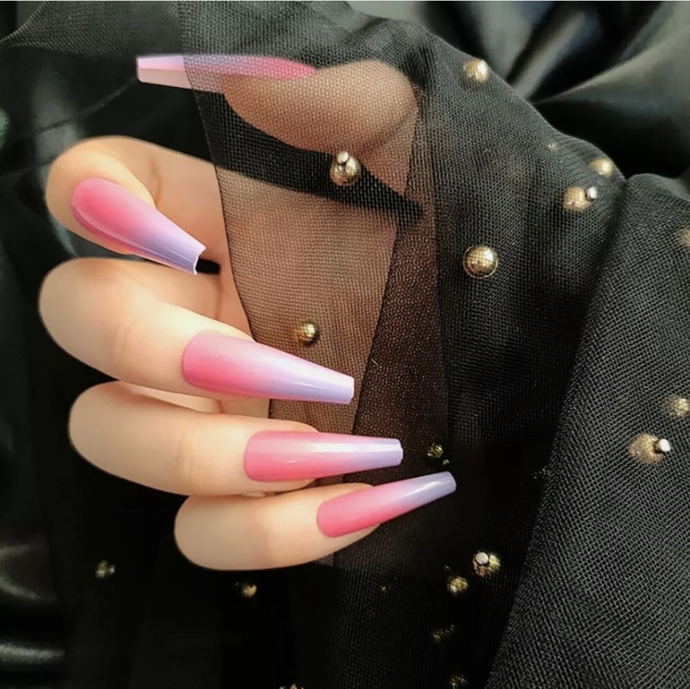 2/$30 PINK OMBRE 💅NAILS glue on OR press on W/GLUE, TABS & FILE -any length